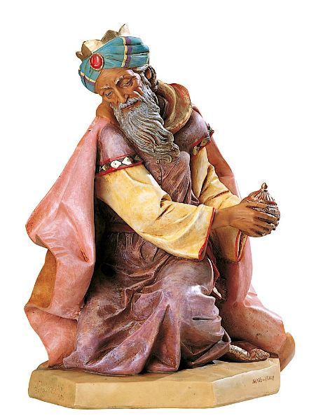Immagine di Gaspare Re Magio Mulatto a piedi cm 65 (27 Inch) Presepe Fontanini Statua per Esterno in Resina