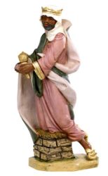 Immagine di Baldassarre Re Magio Moro a piedi cm 85 (34 Inch) Presepe Fontanini Statua per Esterno in Resina