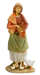 Picture of Shepherdess with Geese cm 85 (34 Inch) Fontanini Nativity Statue for Outdoor use, hand painted Resin