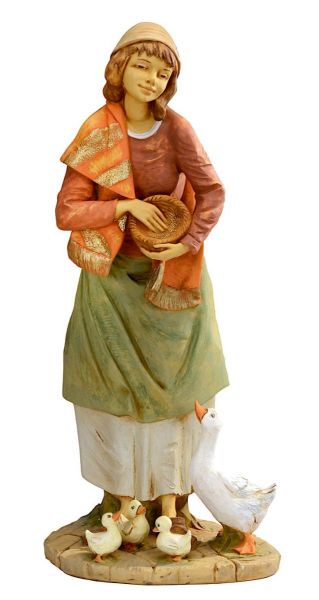 Immagine di Pastorella con Oche cm 85 (34 Inch) Presepe Fontanini Statua per Esterno in Resina dipinta a mano