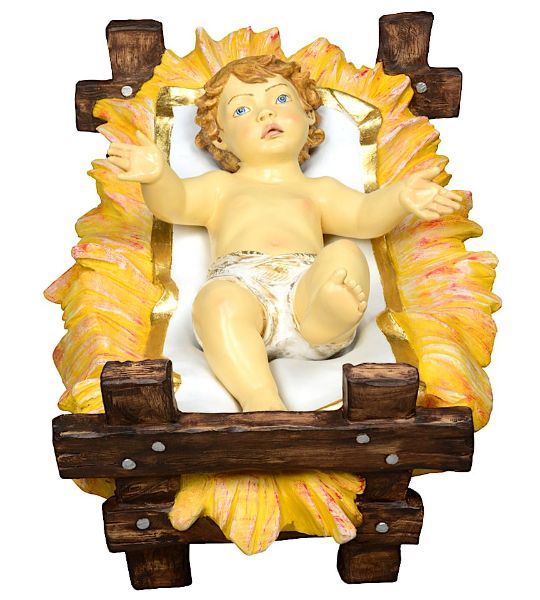 Imagen de Niño Jesús y Cuna Pesebre artesanal Fontanini 180 cm resina tamaño real para exterior