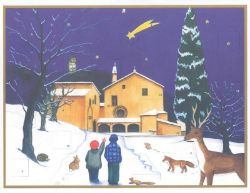 Immagine di Calendario dell' Avvento Natale Piccola chiesa nel bosco 30x22 cm