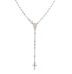 Imagen de Collar Rosario Plata de ley 925 Virgen Milagrosa y Crucifijo para Mujer cm 45 (17.7 inch.)