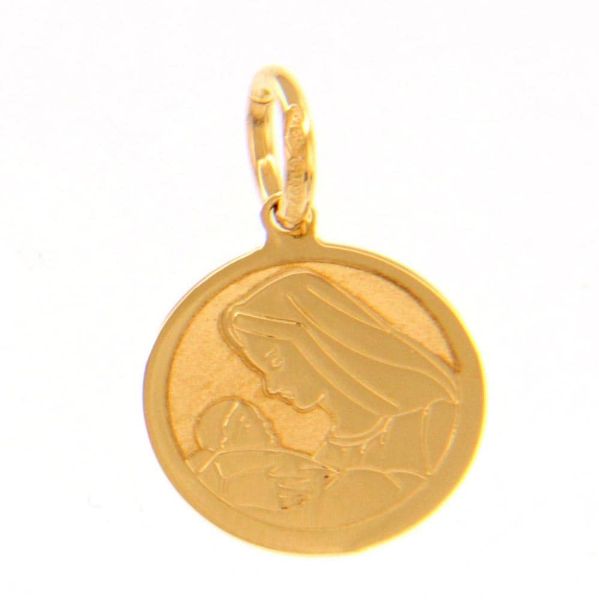 Imagen de Virgen con el Niño Medalla Sagrada Colgante redonda gr 0,85 Oro amarillo 18kt para Mujer Niña