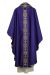Picture of Round Collar Gothic Chasuble in Wool and Moiré Silk with small Crosses Embroidery and Light Dots by Chorus - Ivory Red Green Purple 