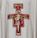 Picture of Ring Collar Liturgical Chasuble in Hemp and Linen with St. Damian Cross Embroidery by Chorus - Natural Ecru