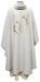 Picture of Ring Collar Liturgical Chasuble in Hemp and Linen with Olive Branches and Tau Embroidery by Chorus - Natural Ecru