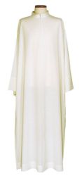 Picture of Plain Monastic Alb in Extra-light Wool with front zip by Chorus - Ivory