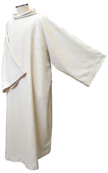 Picture of Ring Collar Plain Monastic Alb in Hemp and Linen by Chorus - Natural Ecru