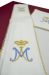 Picture of 4-pieces Set Altar Cloths in White Linen blend with Crown and “M” Marian Embroidery by Chorus - Gold and Silk yarn