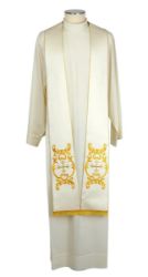 Picture of Silk Satin Priest / Deacon Stole with Fleury Cross Embroidery by Chorus - Ivory Red Green Purple 