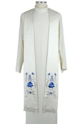 Picture of Silk Satin Priest / Deacon Marian Stole with Rose and “M” Embroidery by Chorus - White 