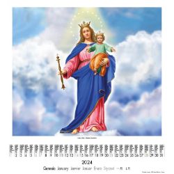 Picture of Madonna Lourdes Fatima Guadalupe Carmelo Ausiliatrice Oropa Calendario da muro 2024 cm 32x34