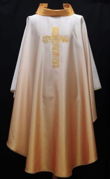 Picture of Chasuble | Roll collar | Embroidery | Cross | Polyester satin