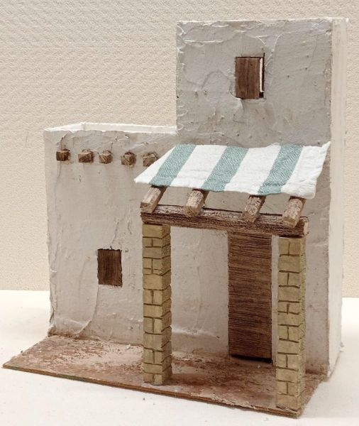 Immagine di Casa in stile palestinese per presepe 6 cm intonaco in gesso