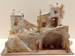 Immagine di Presepe completo con capanna e 16 statuine in stile popolare 6 cm