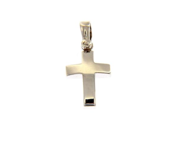 Immagine di Croce bombata liscia Ciondolo Pendente gr 2,2 Oro bianco massiccio 18kt Unisex Donna Uomo 