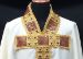 Imagen de Casulla litúrgica de pura lana con estolón y cuello de raso dorado, aplicaciones de terciopelo y bordados dorados con Strass Marfil Rojo Verde Morado