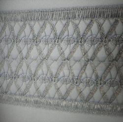 Immagine di Agremano rete treccina argento H. cm 9,5 (3,74 inch) Viscosa Poliestere Orlo Bordo Passamaneria per Paramenti sacri 