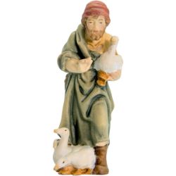 Picture of Shepherd with Ducks cm 10 (3,9 inch) Matteo Nativity Scene Oriental style oil colours Val Gardena wood