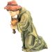 Immagine di Pastore in ginocchio con Cornamusa cm 10 (3,9 inch) Presepe Matteo stile orientale colori ad olio in legno Val Gardena