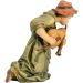 Immagine di Pastore in ginocchio con Cornamusa cm 12 (4,7 inch) Presepe Matteo stile orientale colori ad olio in legno Val Gardena