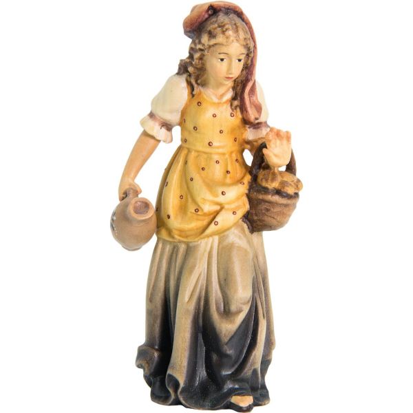 Picture of Shepherdess with Basket cm 10 (3,9 inch) Matteo Nativity Scene Oriental style oil colours Val Gardena wood