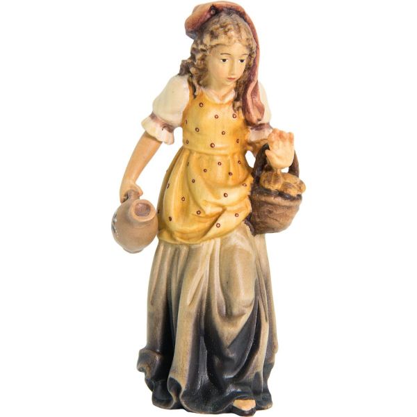 Immagine di Pastorella con cesto Presepe Matteo 56 cm palestinese grande legno dipinto