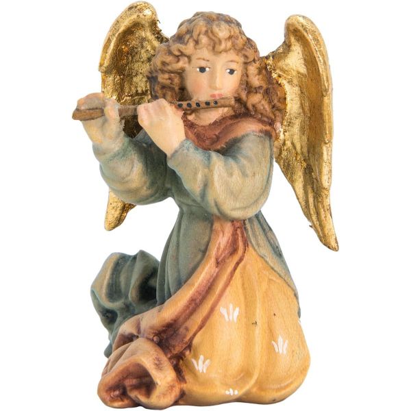 Immagine di Angelo con flauto Presepe Matteo 18 cm palestinese legno colori a olio