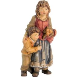 Immagine di Pastorella con Bambino cm 10 (3,9 inch) Presepe Matteo stile orientale colori ad olio in legno Val Gardena