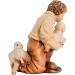 Immagine di Pastorello in ginocchio con Pecore cm 10 (3,9 inch) Presepe Matteo stile orientale colori ad olio in legno Val Gardena
