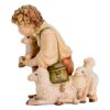 Immagine di Pastorello in ginocchio con pecore Presepe Matteo 56 cm palestinese grande legno