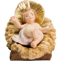 Immagine di Gesù Bambino con Culla separata cm 10 (3,9 inch) Presepe Matteo stile orientale colori ad olio in legno Val Gardena