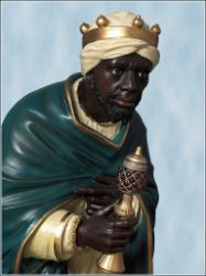 Picture of Balthazar Black Wise King cm 160 (63 inch) Landi Moranduzzo Nativity Scene in fiberglass, Arabic style
