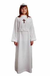 Picture of MADE TO MEASURE - First Communion Alb for Girl with cincture pure Polyester Liturgical Tunic