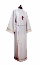 Picture of MADE TO MEASURE - First Communion Alb unisex with folds golden trim pure Polyester Tunic