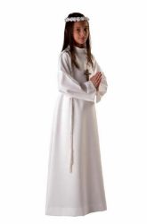 Picture of MADE TO MEASURE - First Communion Alb unisex turned Collar pure Polyester Liturgical Tunic