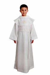 Picture of MADE TO MEASURE - First Communion Alb unisex Tau embroidered cloak Hood pure Polyester Tunic