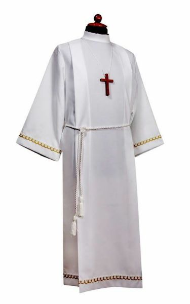 Picture of CUSTOM-MADE Boys Girls First Communion Alb with folds, gold trim