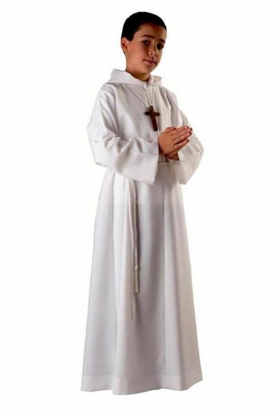 Picture of CUSTOM-MADE wool blend Boys Communion Alb with large hood