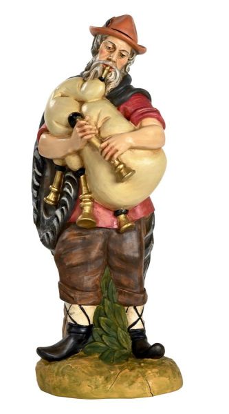Picture of Bagpiper Shepherd cm 53 (21 inch) hand painted Euromarchi Nativity for outdoor