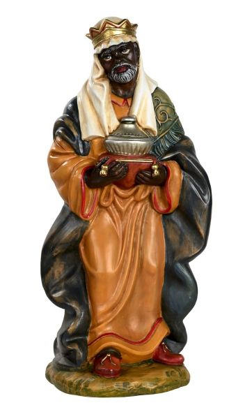 Picture of Balthazar Black Wise King cm 53 (21 inch) hand painted Euromarchi Nativity for outdoor