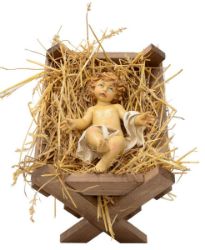 Picture of Baby Jesus in Cradle cm 65 (25,6 inch) resin hand painted Euromarchi Nativity for outdoor
