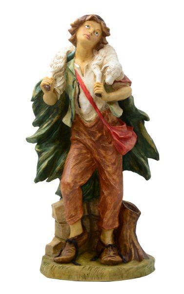 Immagine di Pastore con pecora Presepe Euromarchi 65 cm resina grande da esterno 