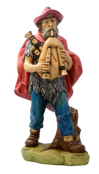 Immagine di Pastore con zampogna Presepe Euromarchi 65 cm resina grande da esterno 