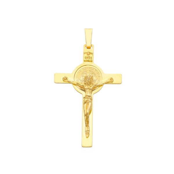 Picture of Saint Benedict Cross with INRI Pendant gr 9,1 Yellow solid Gold 18k Unisex Woman Man 