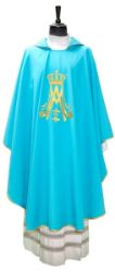 Picture of Vatican fabric Marian Chasuble gold embroidery - Light blue 