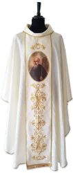 Picture of CUSTOMIZED Solemn damask Chasuble precious stones, customizable image - Ivory, Violet, Red, Green