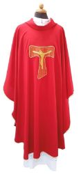 Picture of Superlight polyester Chasuble Tau embroidery - Ivory, Violet, Red, Green, White