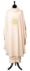 Picture of Vatican fabric Chasuble IHS gold embroidery - Ivory, Violet, Red, Green, White, Pink, Morello 